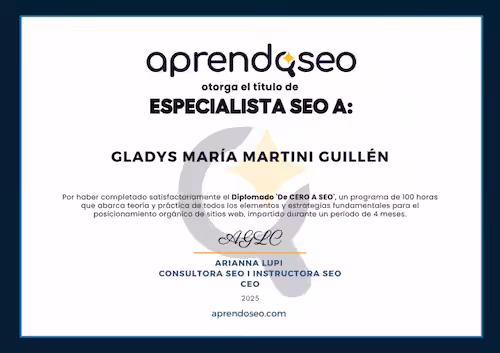 Certificado de finalización del Diplomado de SEO + AIO