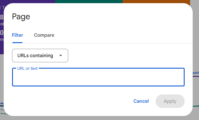 filtrar por página o keyword