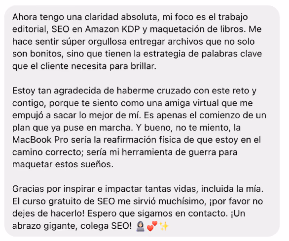 Testimonio de participante 3 del Reto 7 días