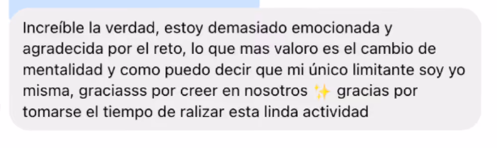 Testimonio de participante 4 del Reto 7 días