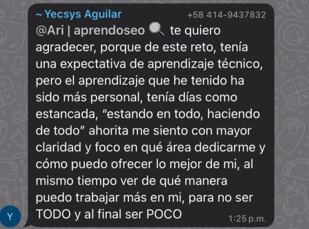 Testimonio de participante 9 del Reto 7 días